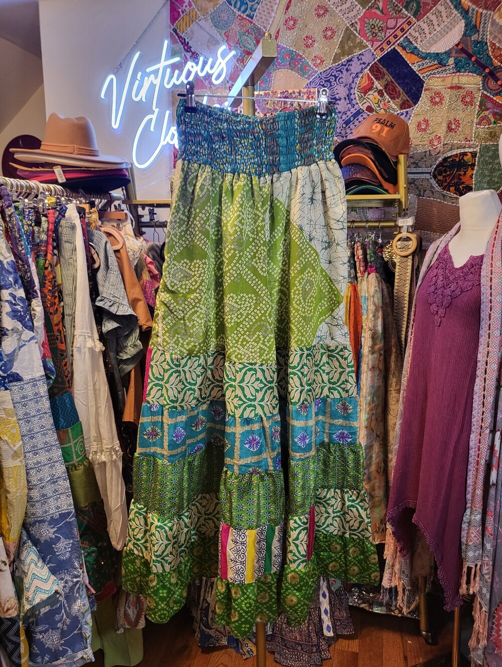 ✨️206 POL Boho Patchwork Tiered Wideleg Pants